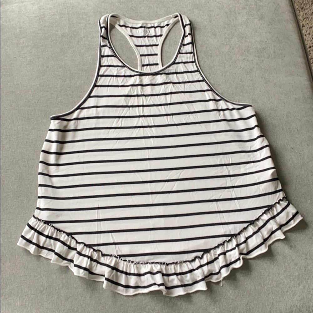 Kate spade striped ruffled tank sz S